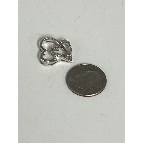 Beautiful 10k White Gold Diamond Open Heart Pendant - Picture 10 of 16